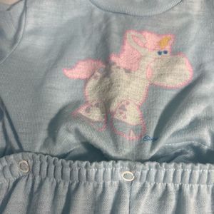 Vintage Lullaby Land 2 Piece Pajama Set Button-up Blue WbUnicorn Sz 12 Mths READ